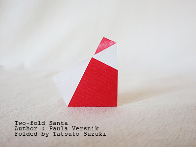 origami Two-fold Santa Author : Paula Versnik, Folded by Tatsuto Suzuki